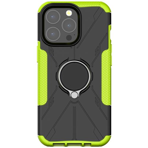 Phone Case Armor Bear Shockproof PC + TPU Protective With Ring Holder For IPhone 13-Green