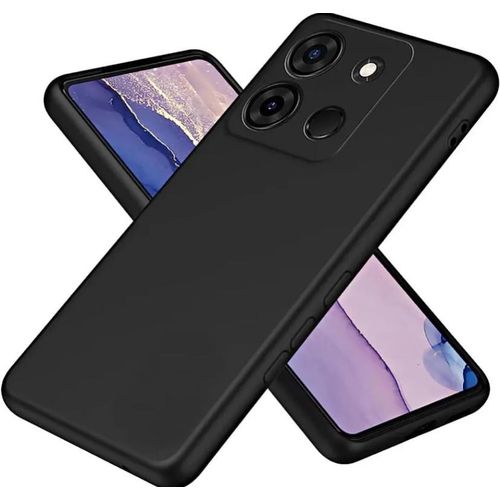 Tecno Pop 7 Luxury Soft Rubber Liquid Silicone Skin Touch Feel Cover Case Black