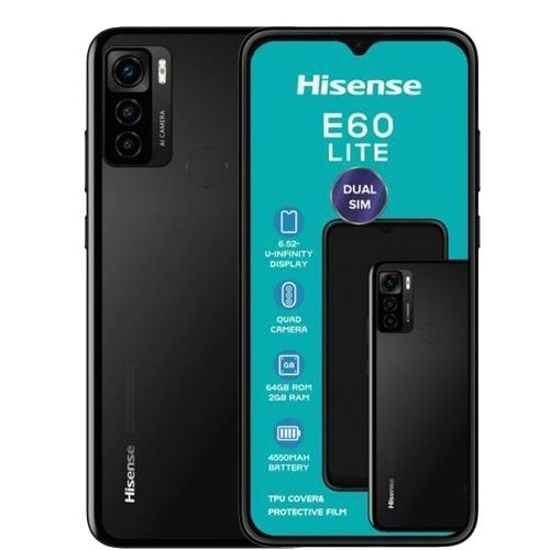 Hisense E60 Lite 6.52" 2GB RAM 64GB ROM 13MP 4550mAh - Black(1 YR WRTY)