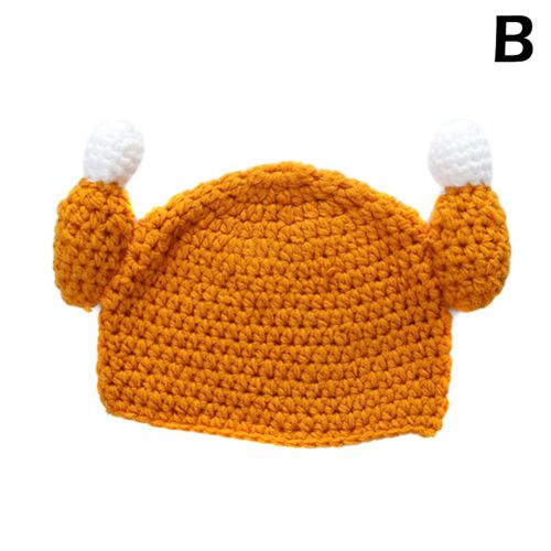 Newborn Knitted Hat Yellow Soft Breathable Handmade Baby Photography Cap New,B NO5112
