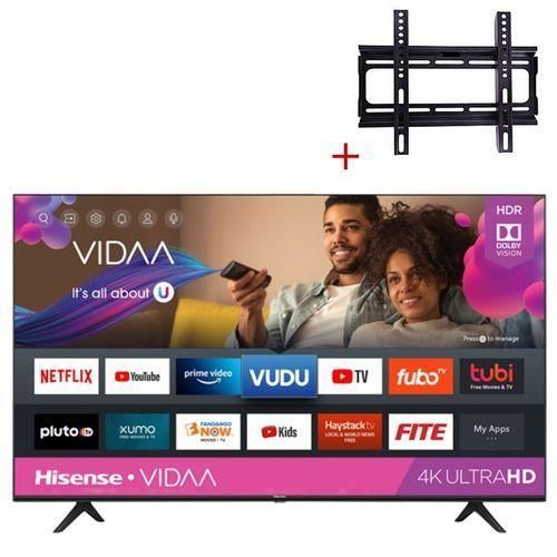 Hisense 50'' 4K Ultra HD Smart LED TV, One Touch Access Remote, YouTube, Netflix + Free Mount - Black