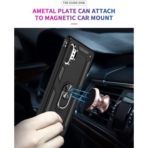 Samsung Galaxy Note 10, Note 10 Plus, Note 20, Note 20 Plus Ultra Military-Grade Case With Metal Ring Holder Stand - Black