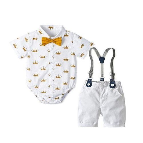 Toddler Suit Bow Tie Shirt Suspender Shorts Clothes Outfits