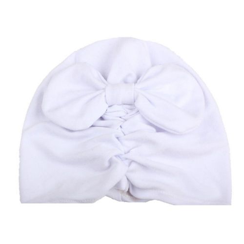 Cute Newborn Baby Hat Girls Velvet Bowknot Beanies Hats Comfortable Pleated Caps Infant Accessories New,White NO5112