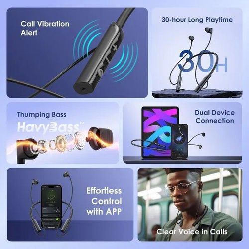 Oraimo Neckband Lite Call Vibration Wireless Headphones - Black