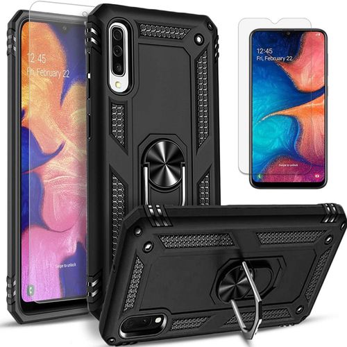 Samsung Galaxy A50, A51, A52, A53, A54 5G Phone Case , Military Grade Shockproof Drop Protection Phone Cover With Metal Ring Kickstand - Black