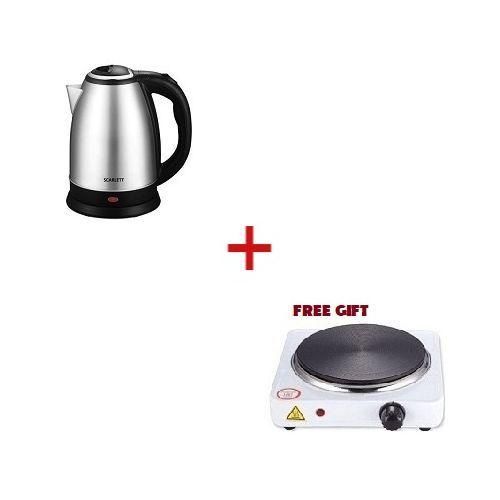 Scarlet STAINLESS STEEL Electric Kettle + FREE Single Hot PlateSOLID