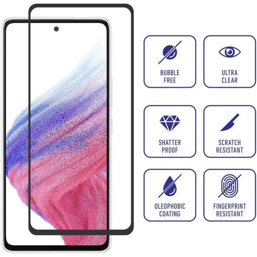 Samsung Galaxy A70 A71 A72 A73 5G Screen Protector Glass Full Glue Tempered Screen Guard Anti-Fingerprints Shatter-Resistant-Black