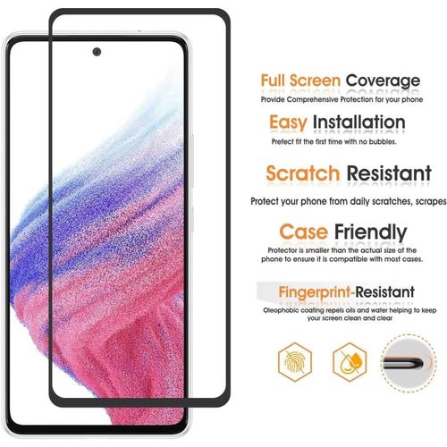 Samsung Galaxy A70 A71 A72 A73 5G Screen Protector Glass Full Glue Tempered Screen Guard Anti-Fingerprints Shatter-Resistant-Black