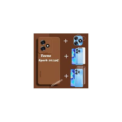 Tecno Spark 5, 6, 7, 8, 9, 10, 20  T C P Pro Plus Matte Soft Shock Proof Rubberised Back Case Cover  -Brown