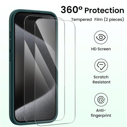Universal Iphone 13 Pro Max Luxury Soft Rubber Liquid Silicone Skin Touch Feel Cover Case With Screen Protector Green