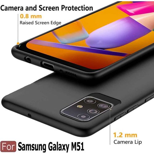 Samsung Galaxy M01, M01s, M01 Core, M11, M21, M21s, M31, M31s, M51 Back Cover, Camera Bump Protection & Ultra Slim Matte Soft Silicon Shock Proof Rubberised Back Case Cover-Black