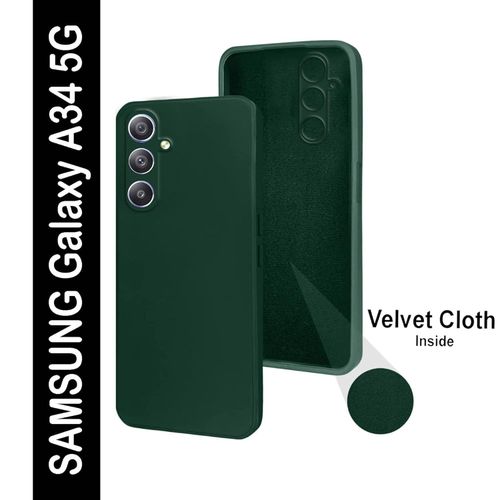 Samsung Galaxy A34 5G Case, Soft TPU Liquid Silicone Case, Shockproof Rubber Silicone Gel, Case -Green