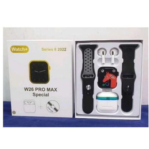 Smart Watch +free Airpods with  2hand bands Multi colors-Black