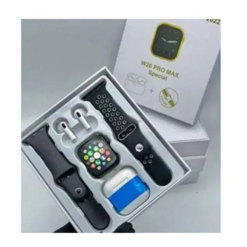 Smart Watch +free Airpods with  2hand bands Multi colors-Black