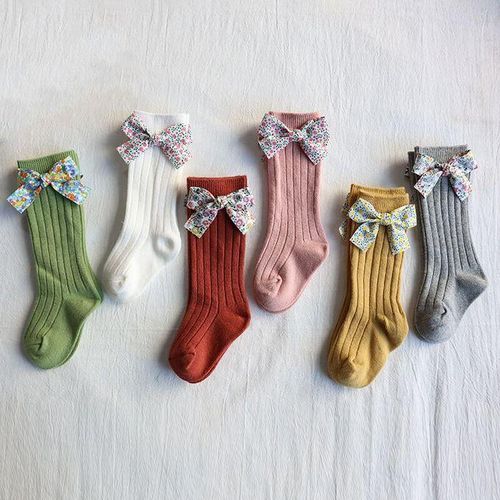 Long 0-5 Girls Years Toddlers Bows Socks Knee Flower High