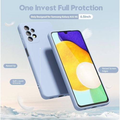 Samsung Galaxy A32 5G Soft Rubber Liquid Silicone Case Cover Sky Blue