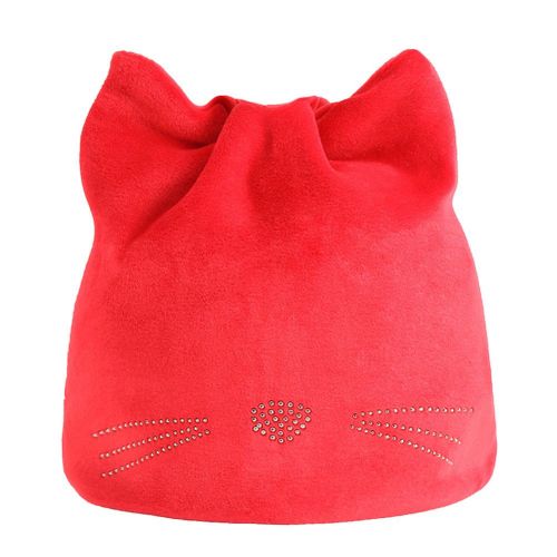 1 Pcs Children Kids Boy Girl Hat Cap Cat Ears Solid Color Warm for Autumn Winter New,Red NO5115
