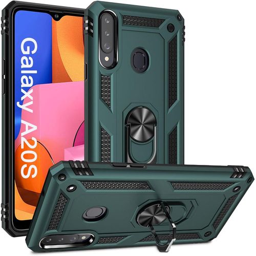 Samsung Galaxy A20, A21, A22, A23, A24, A25 Case Military Grade Cover With Ring Car Mount Kickstand- Green