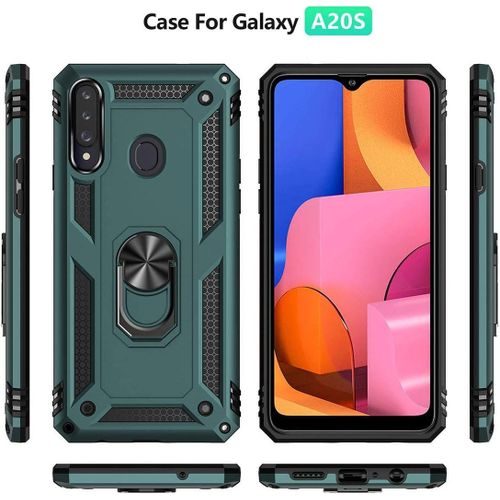 Samsung Galaxy A20, A21, A22, A23, A24, A25 Case Military Grade Cover With Ring Car Mount Kickstand- Green