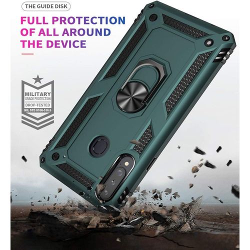 Samsung Galaxy A20, A21, A22, A23, A24, A25 Case Military Grade Cover With Ring Car Mount Kickstand- Green