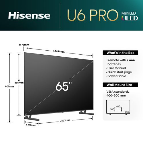 Hisense 65 INCH 65U6N Mini-LED ULED 4K TV