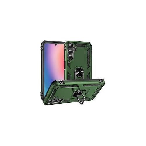 Samsung Galaxy A20, A21, A22, A23, A24, A25 Case Military Grade Cover With Ring Car Mount Kickstand- Green
