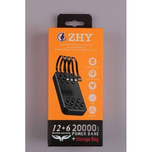 Other Zhy 20,000mAh Power Bank With Four Useful Cables And Two Ports-Black