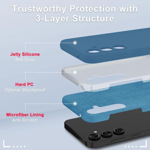 Samsung Galaxy A35 5G Case, Soft TPU Liquid Silicone Case with 1 Screen Protector, Shockproof Rubber Silicone Gel, Case -Blue
