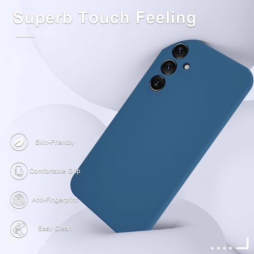 Samsung Galaxy A35 5G Case, Soft TPU Liquid Silicone Case with 1 Screen Protector, Shockproof Rubber Silicone Gel, Case -Blue