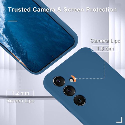 Samsung Galaxy A35 5G Case, Soft TPU Liquid Silicone Case with 1 Screen Protector, Shockproof Rubber Silicone Gel, Case -Blue