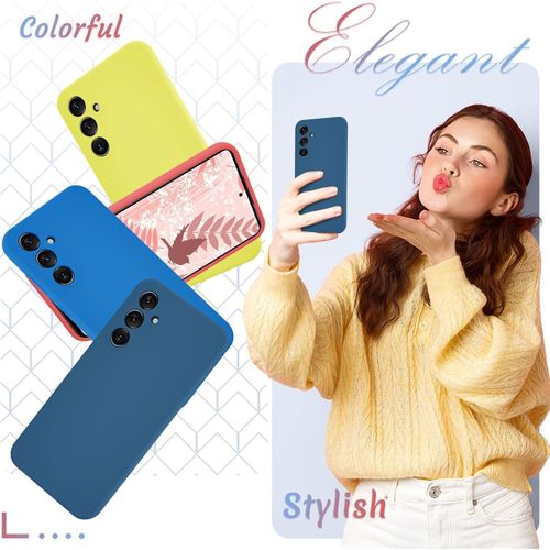 Samsung Galaxy A35 5G Case, Soft TPU Liquid Silicone Case with 1 Screen Protector, Shockproof Rubber Silicone Gel, Case -Blue