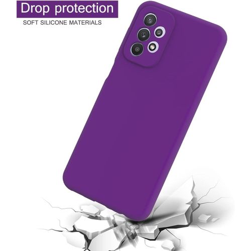Samsung Galaxy A70, A71, A72, A73 Case, Slim Liquid Silicone Shockproof Anti-scratch , With Screen Guard Protective Soft Rubber Gel Phone Case Cover - Purple