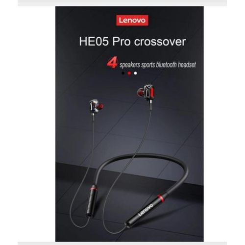 Lenovo HE05X Neckband Headset Waterproof Magnetic Bluetooth Wireless Earphones With Microphone - Black