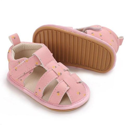 Pink Baby Cute Print Casual Sandals Female Baby Soft Rubber Sole Anti Slip Walking Shoes For Summer