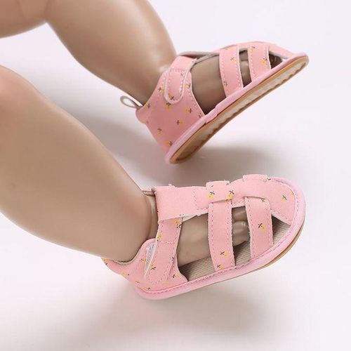 Pink Baby Cute Print Casual Sandals Female Baby Soft Rubber Sole Anti Slip Walking Shoes For Summer