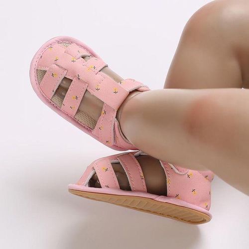 Pink Baby Cute Print Casual Sandals Female Baby Soft Rubber Sole Anti Slip Walking Shoes For Summer