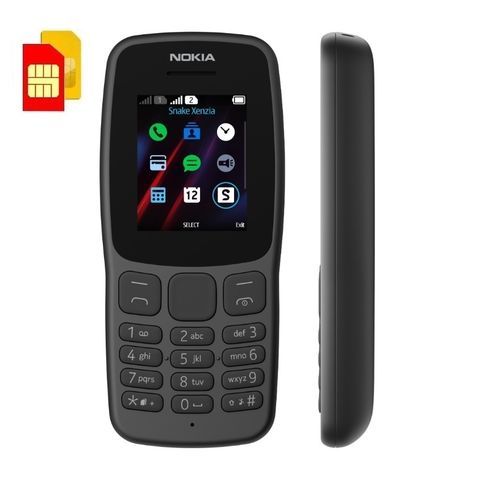 Nokia 106 Dual Sim - FM Radio - Torch Light -Black(1 YR WRTY)