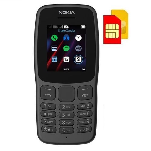 Nokia 106 Dual Sim - FM Radio - Torch Light -Black(1 YR WRTY)