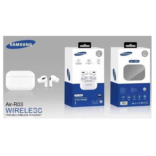 Samsung Air-R03 TWS Premium BT Earbuds 6Hrs Music/Talk Time 12hrs box battery Inductive Touch Wireless Airpods Headphones - WHITE