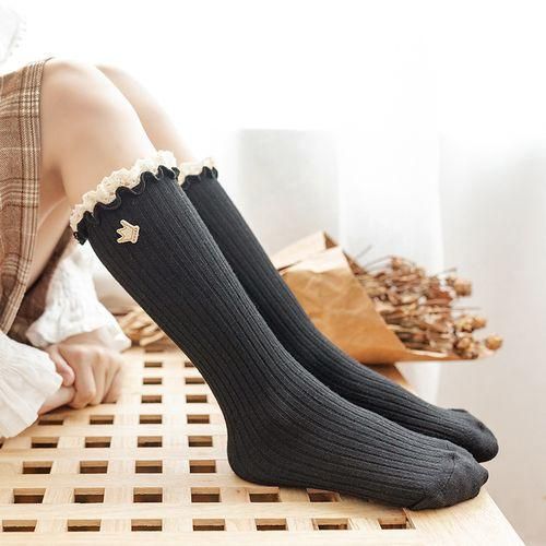 Knee Lace Kids New Socks Flower High Girls Long Socks