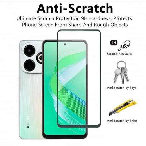 Tecno Spark 20 C Pro + 5G Tempered Glass Screen Protector Guard Full Edge To Edge 9H Full Glue FHD With Easy Installation Kit-Black