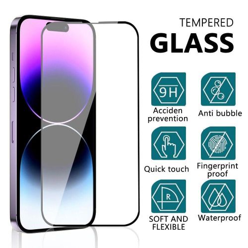 IPhone 15, 15 Plus, 15 Pro, 15 Pro Max Full Glue Tempered Glass-Black