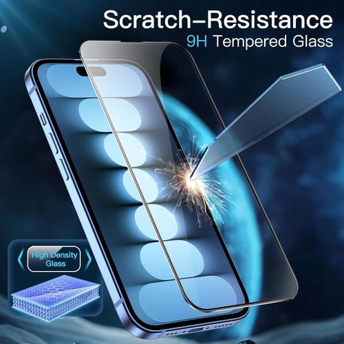 IPhone 15, 15 Plus, 15 Pro, 15 Pro Max Full Glue Tempered Glass-Black