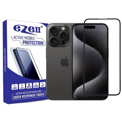 IPhone 15, 15 Plus, 15 Pro, 15 Pro Max Full Glue Tempered Glass-Black