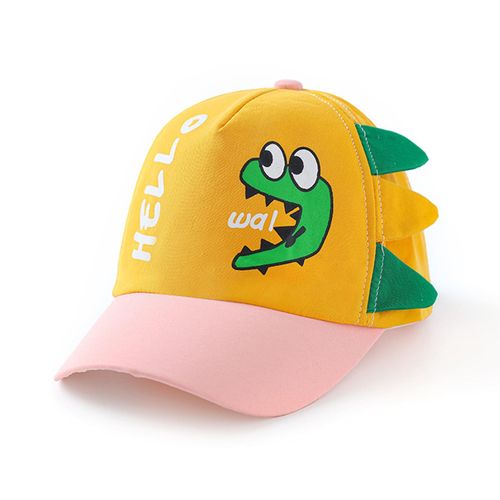 Toddler Baseball Hat Hello Dinosaur Print Boys Sun Hat Girls Beach Hat Summer Beach Hat for Boys & Girls,Yellow NO5115