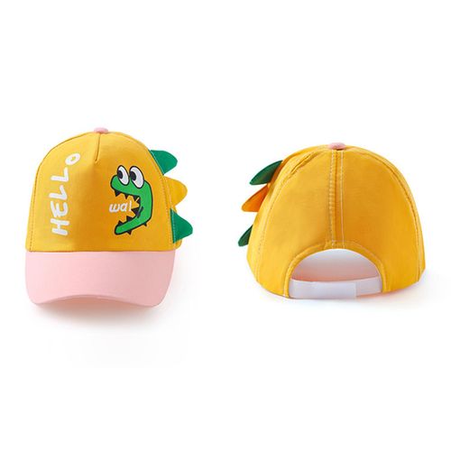 Toddler Baseball Hat Hello Dinosaur Print Boys Sun Hat Girls Beach Hat Summer Beach Hat for Boys & Girls,Yellow NO5115
