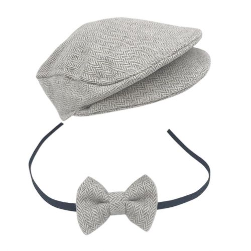 Kids Lovely Baby Tweed Boy Flat Cap Hat And Bow Tie Set Photo Props Hat Cap New,Light Gray NO5112