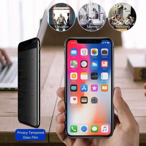 IPhone X, XR, XS, XS Max Full Cover Black Privacy Tempered Glass Screen Protector-Black