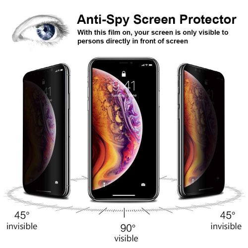 IPhone X, XR, XS, XS Max Full Cover Black Privacy Tempered Glass Screen Protector-Black